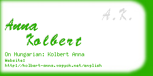 anna kolbert business card